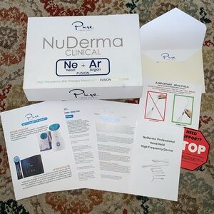 NuDerma Clinical Ne+Ar high frequency skin therapy wand w 6+2 BONUS FUSION tips